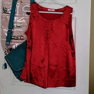 3/$25 Red Marks & Spencer faux silk top.